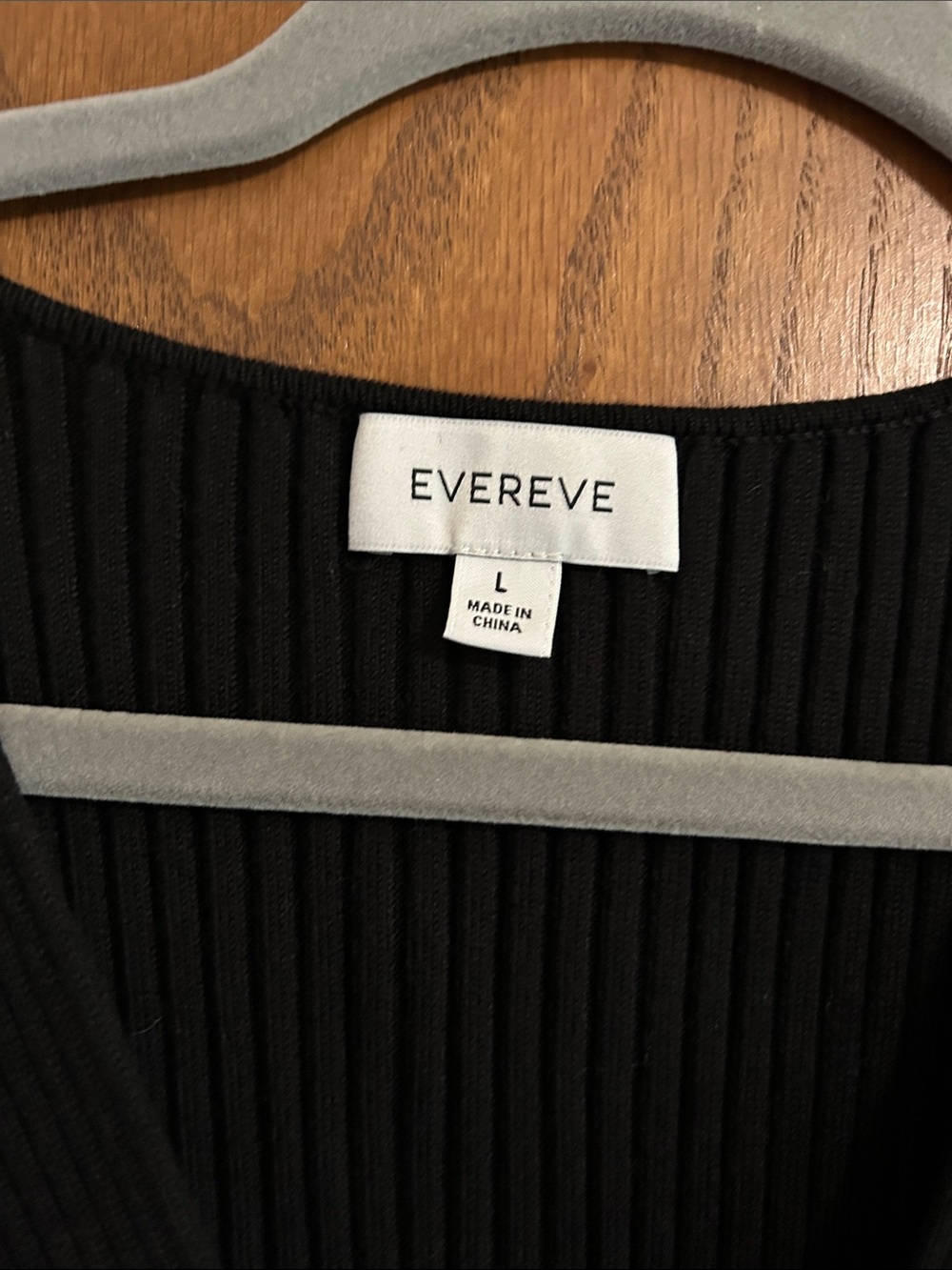 Evereve Black Ribbed V-Neck Tiered Maxi Dress - Picture 3 of 3